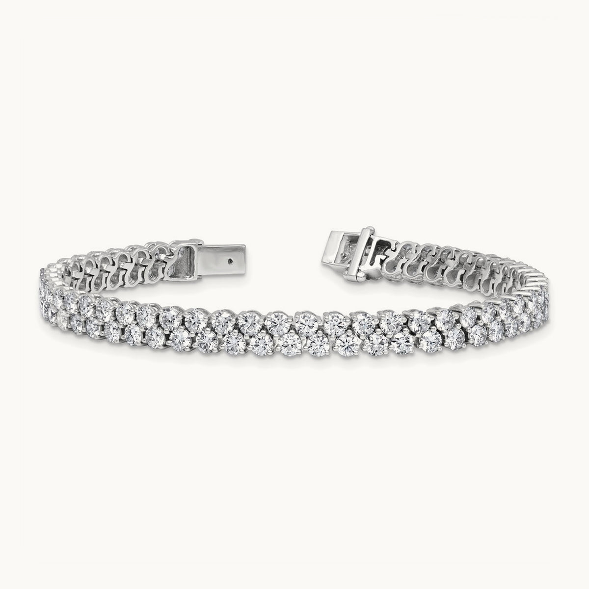 Round 2 Row Tennis Bracelet — 14K White Gold