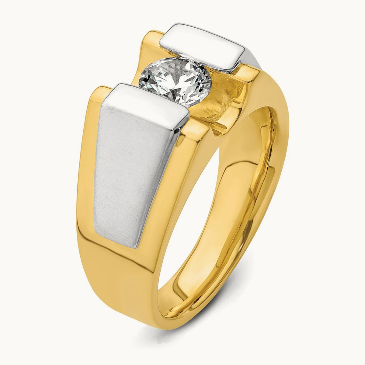 Two-Tone Polished & Satin Men's Ring Mounting