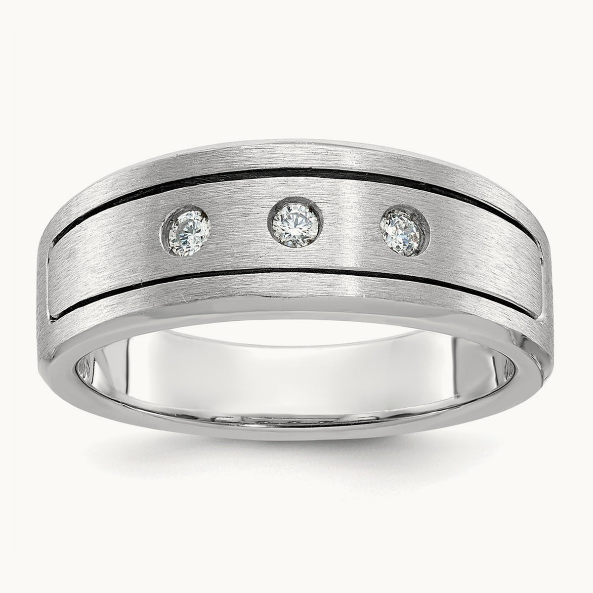 WG IBGoodman Men's Polished/Satin/Antiqued Diamond Complete Ring, 14K