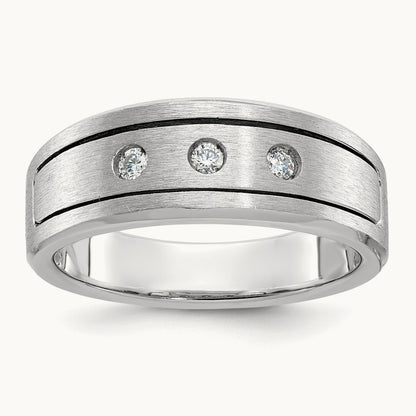 WG IBGoodman Men's Polished/Satin/Antiqued Diamond Complete Ring, 14K