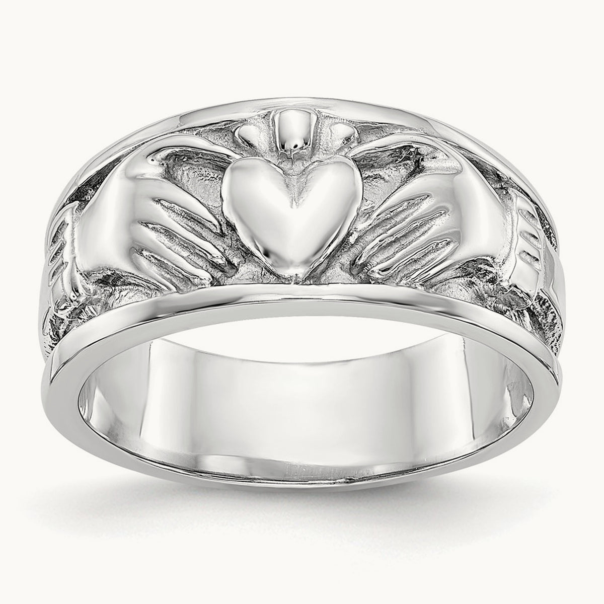 Claddagh Band, 14K White Gold