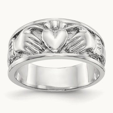 Claddagh Band, 14K White Gold