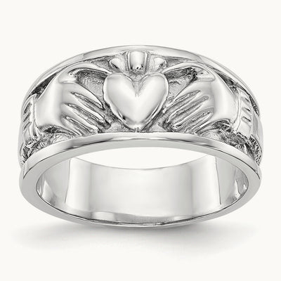 Claddagh Band, 14K White Gold