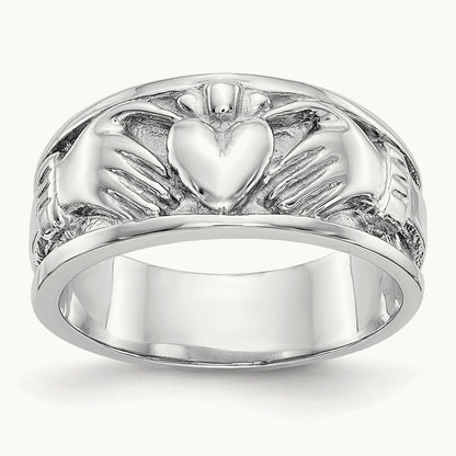 Claddagh Band, 14K White Gold