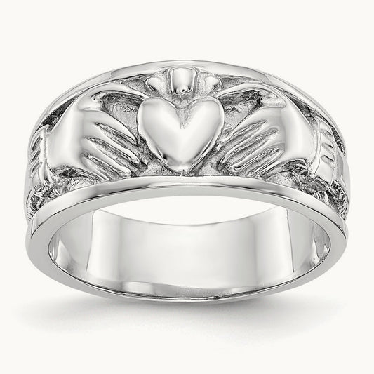 Claddagh Band, 14K White Gold