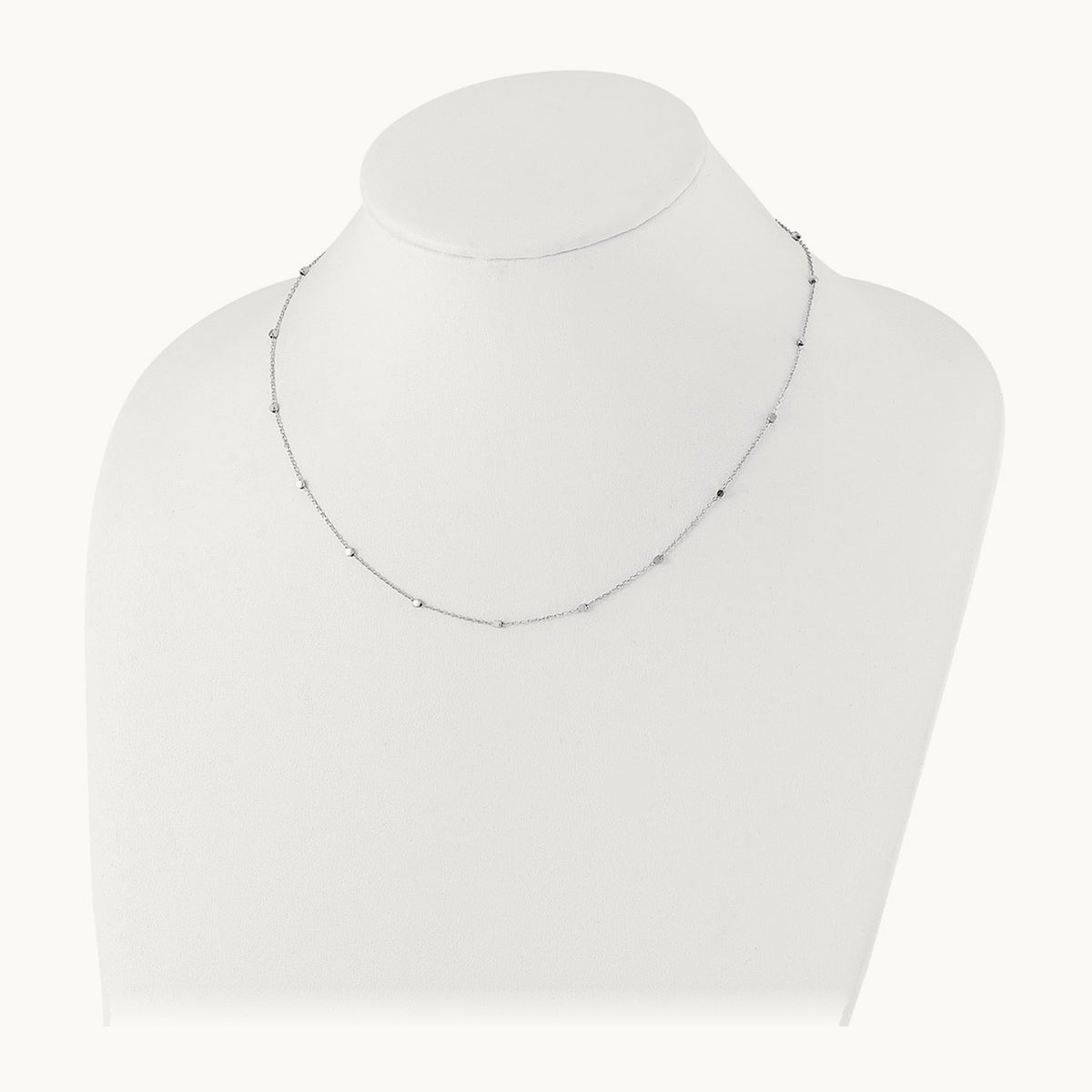 Polished Cube Stations with 2in extension Necklace — 14K White Gold