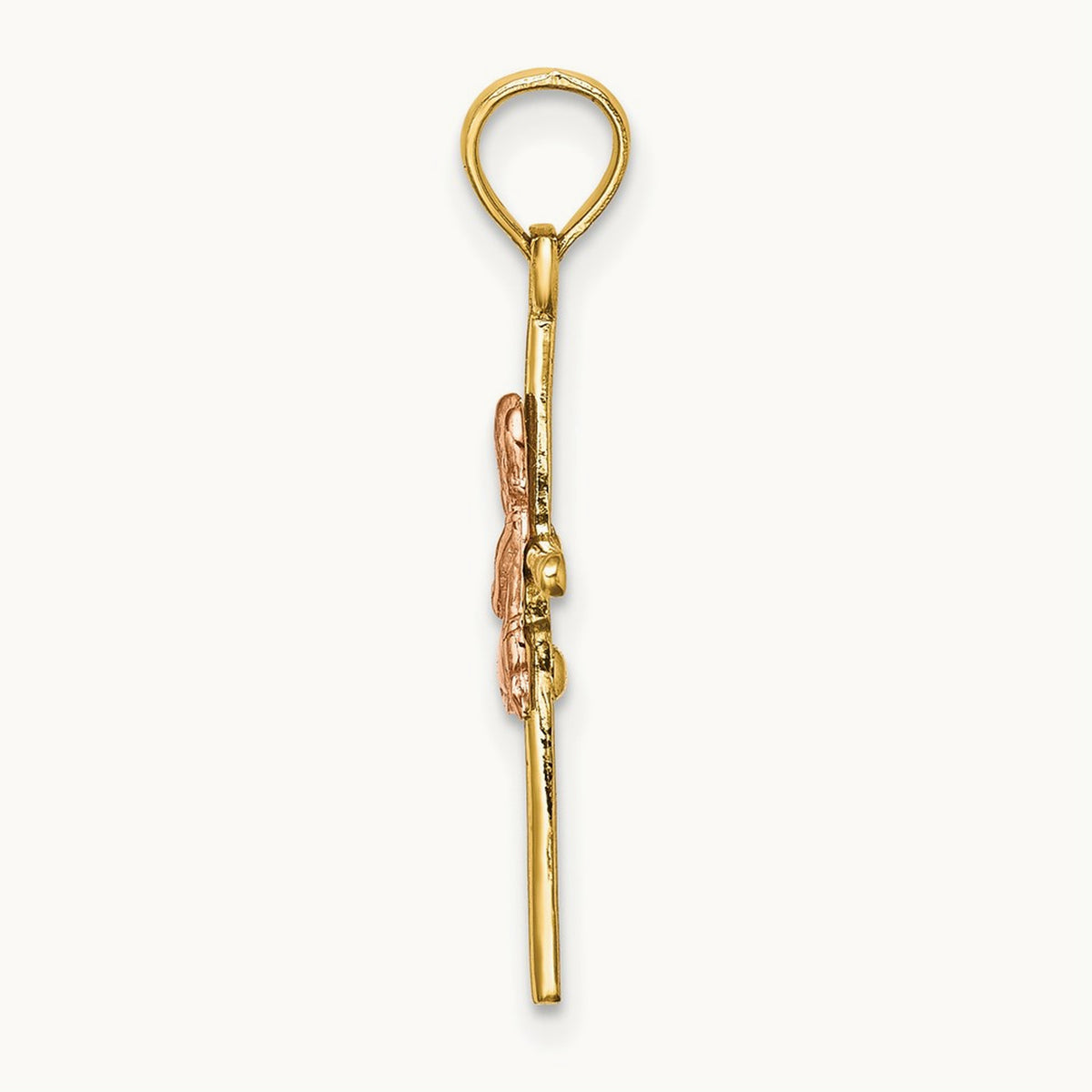 2-D Boy On Cross Charm, 14K Two-tone