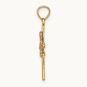2-D Boy On Cross Charm, 14K Two-tone
