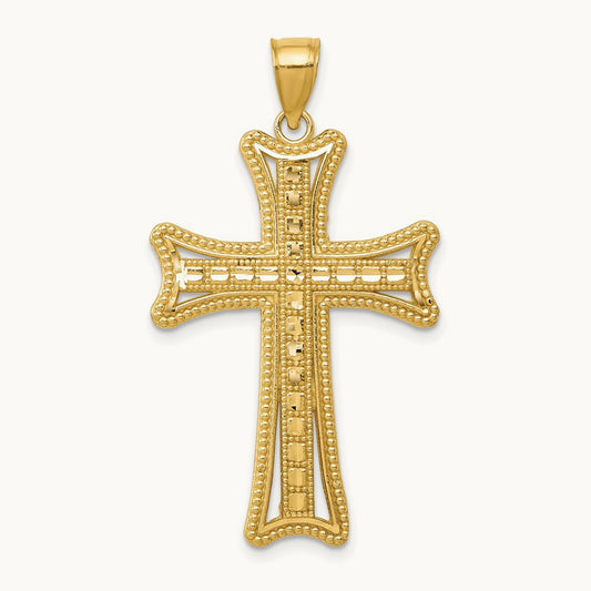 Diamond-cut Cross Pendant, 14K