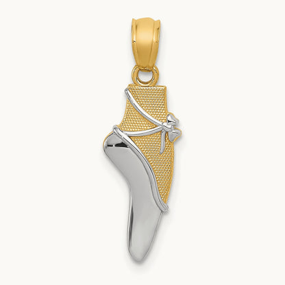 w/Rhodium Ballet Shoe Pendant, 14K