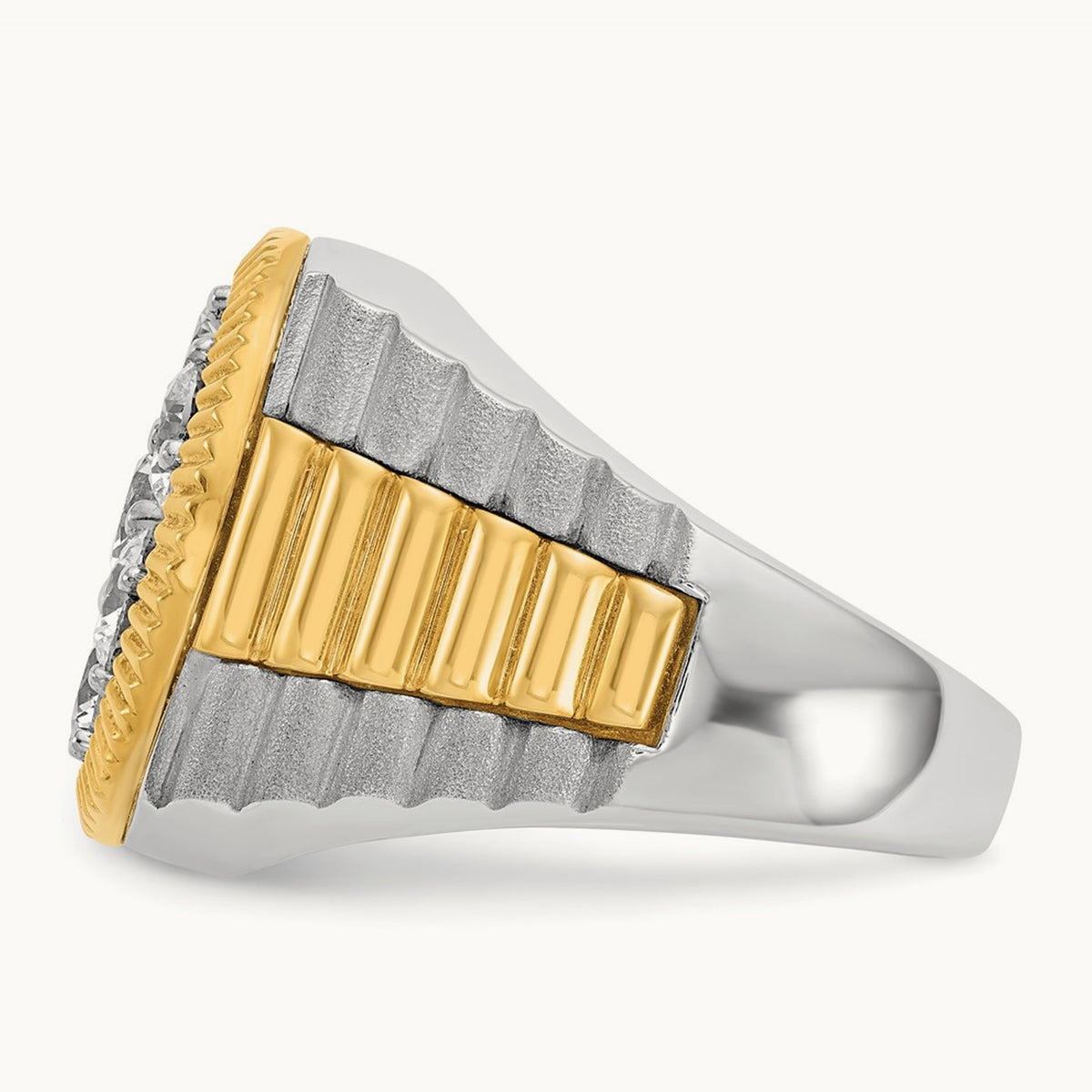 Ribbed Men's Cluster Ring, 3.00 ct tw Lab-Grown Diamond
