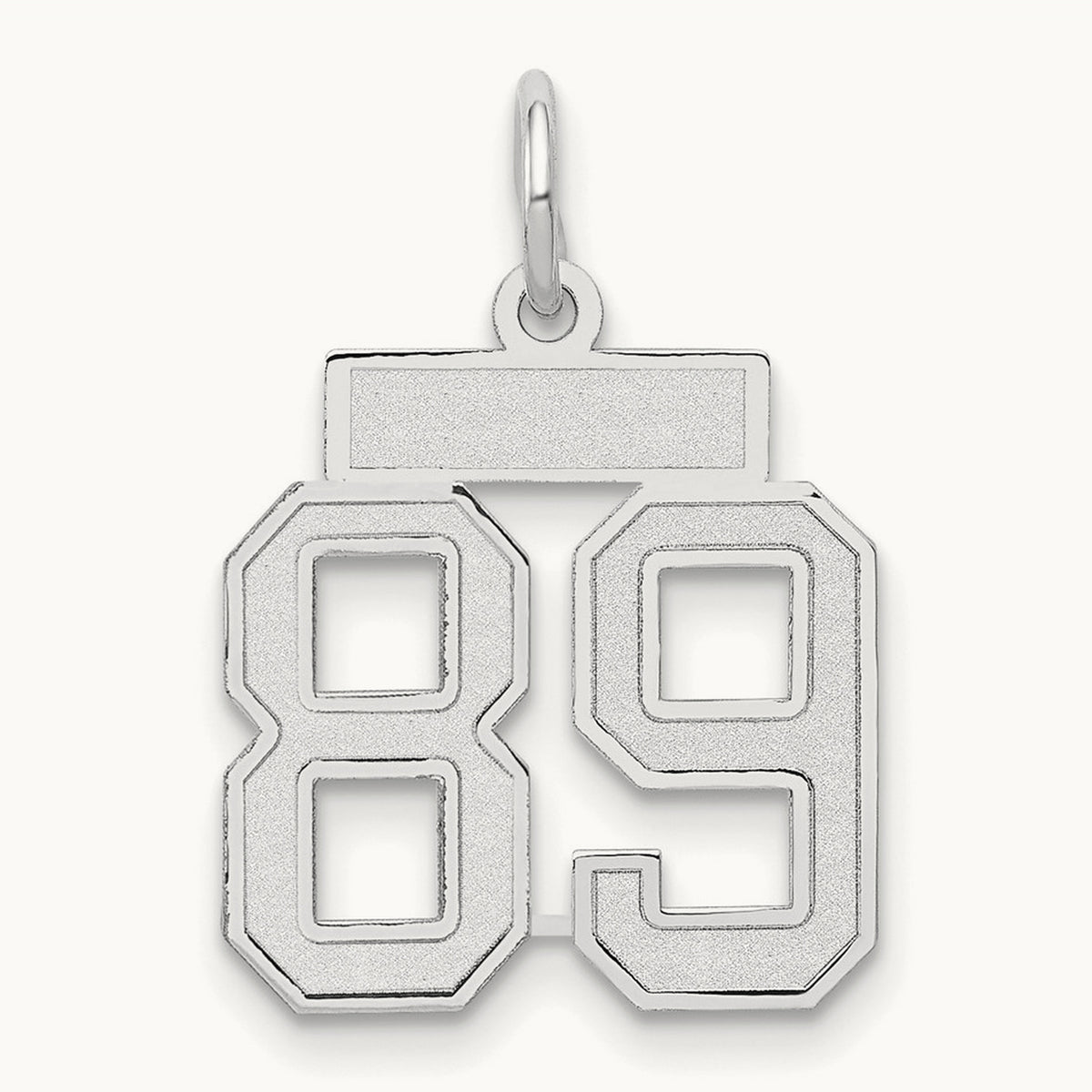 Small Satin Number 89 Charm, 14K White Gold