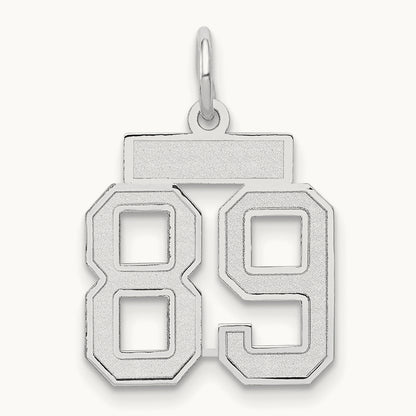 Small Satin Number 89 Charm, 14K White Gold