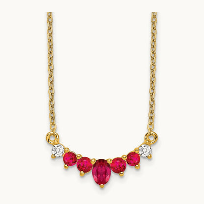 Ruby and Diamond 18 inch Necklace, 14K