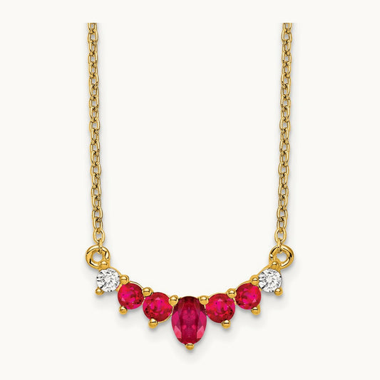 Ruby and Diamond 18 inch Necklace, 14K