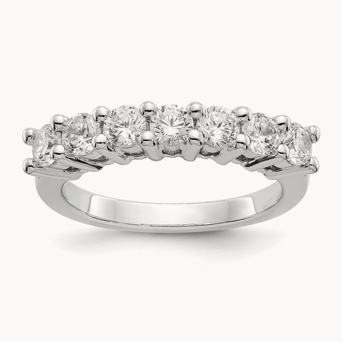 7-Stone Diamond Band, 14K White Gold