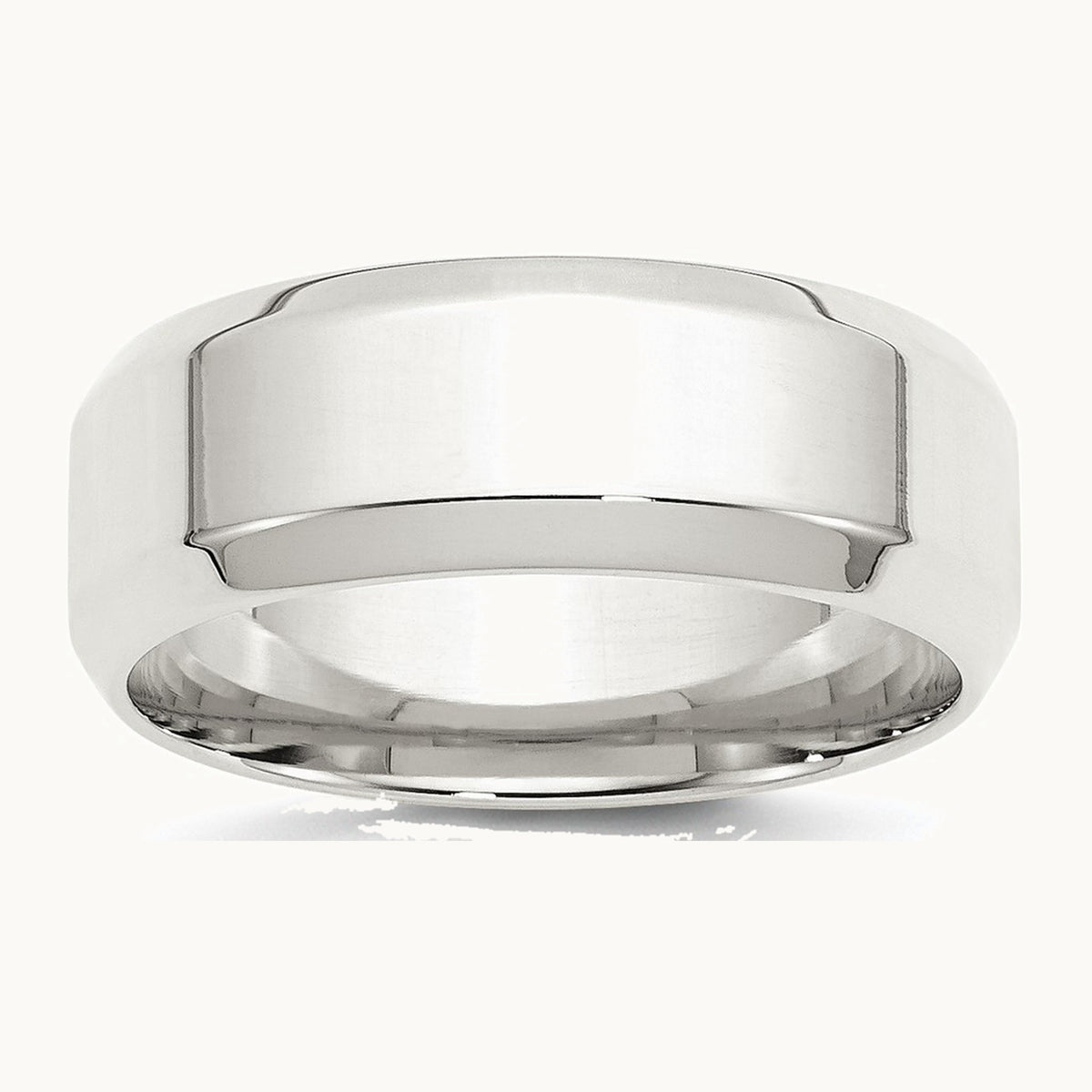 Sterling Silver 8mm Beveled Edge Band