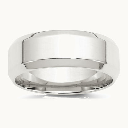 Sterling Silver 8mm Beveled Edge Band