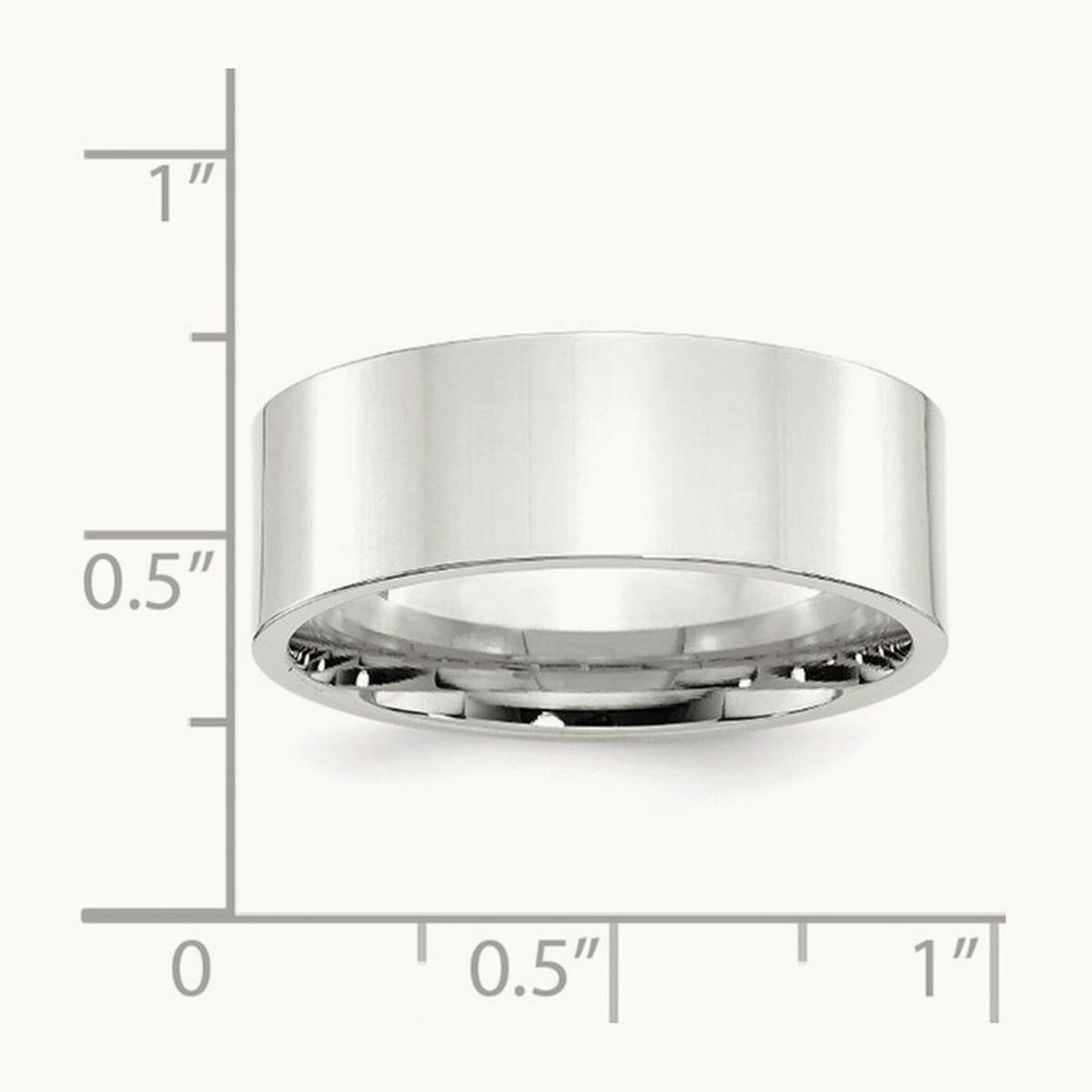 Standard Flat Comfort Fit Band, 8mm, 10K White Gold