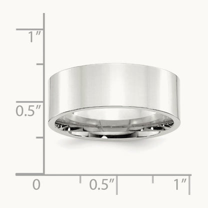 Standard Flat Comfort Fit Band, 8mm, 10K White Gold
