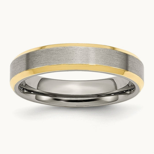 Brushed/Polished Yellow IP-plated Beveled Edge Band — photo set