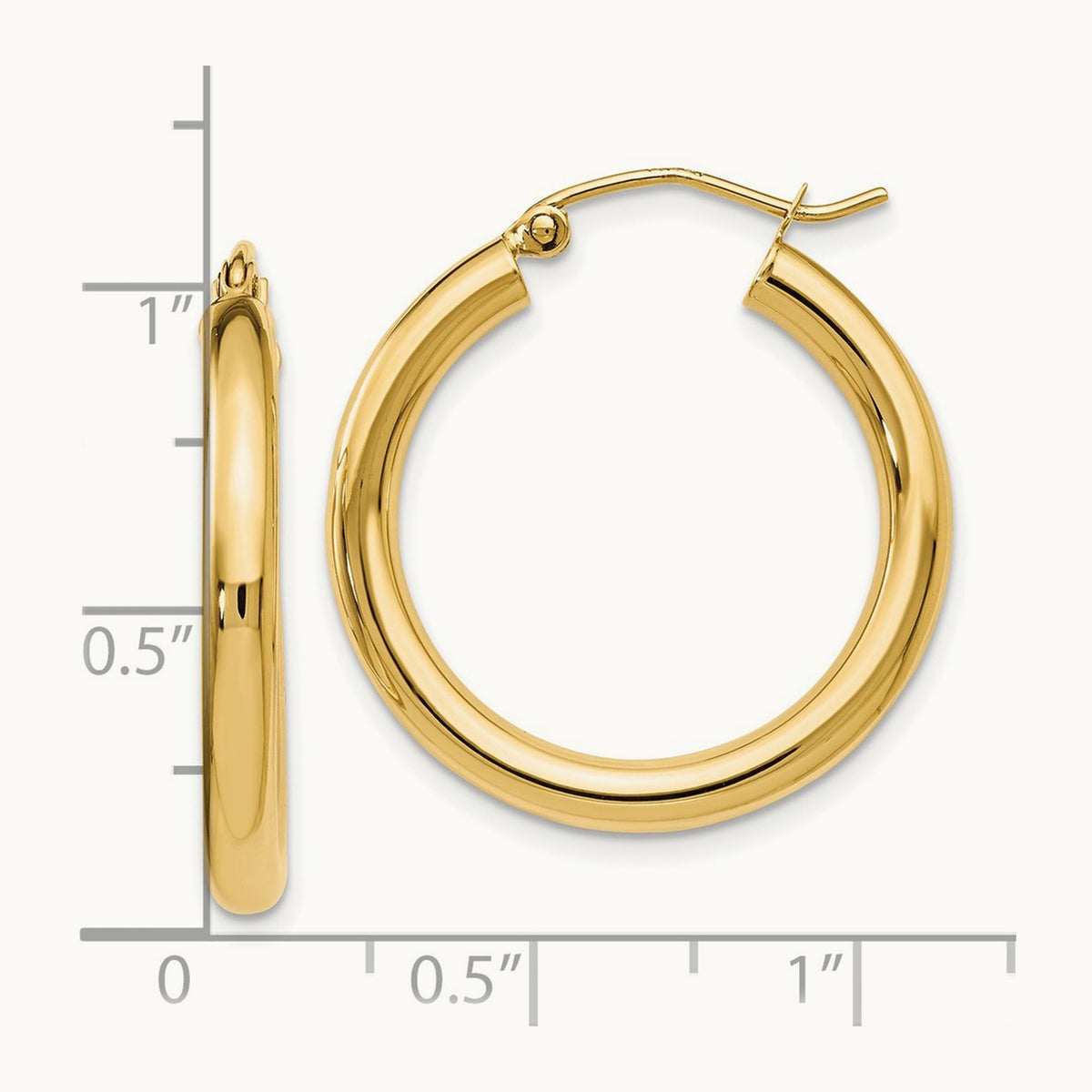 Polished Hoop Earrings, 14K — Leslie's