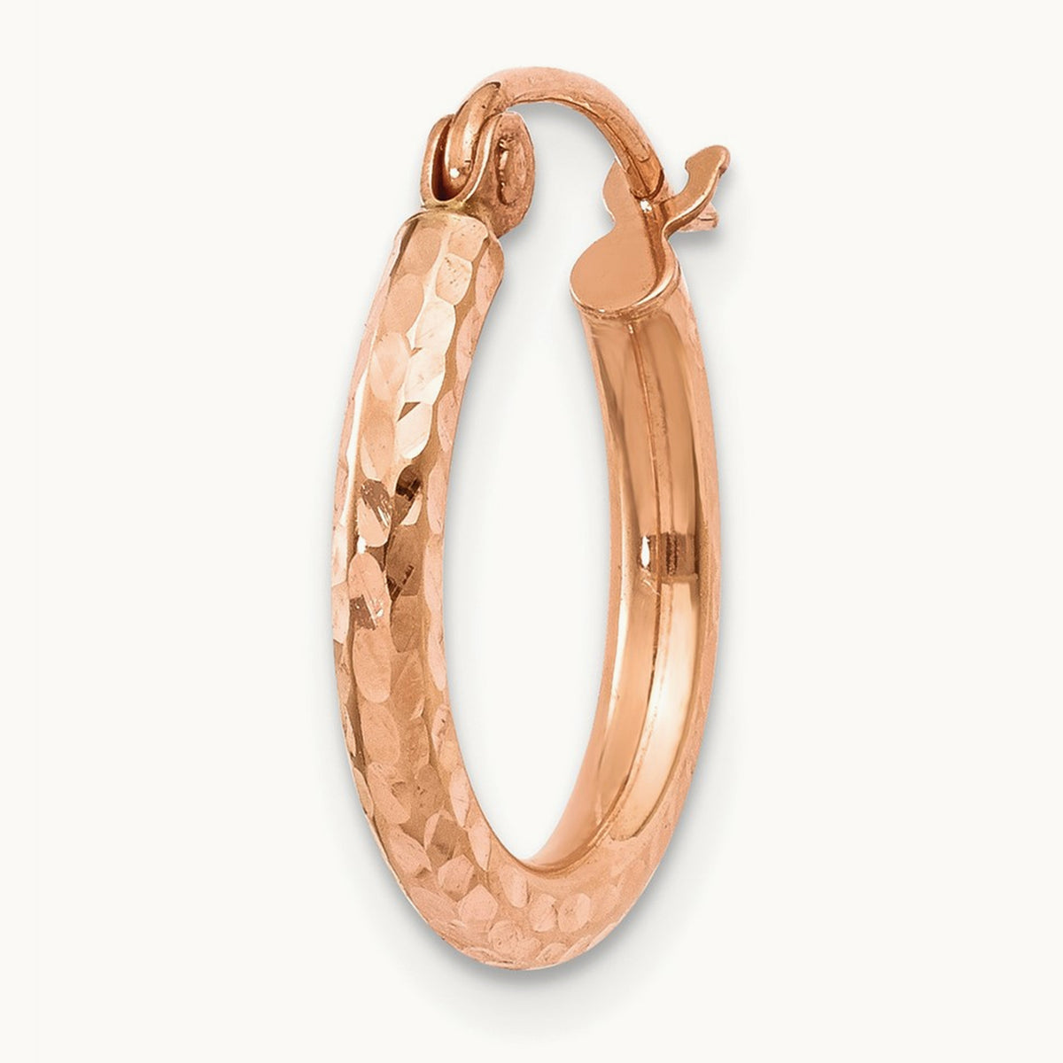 Single 14k Rose Gold Lightweight Diamond-cut Hoop Earring