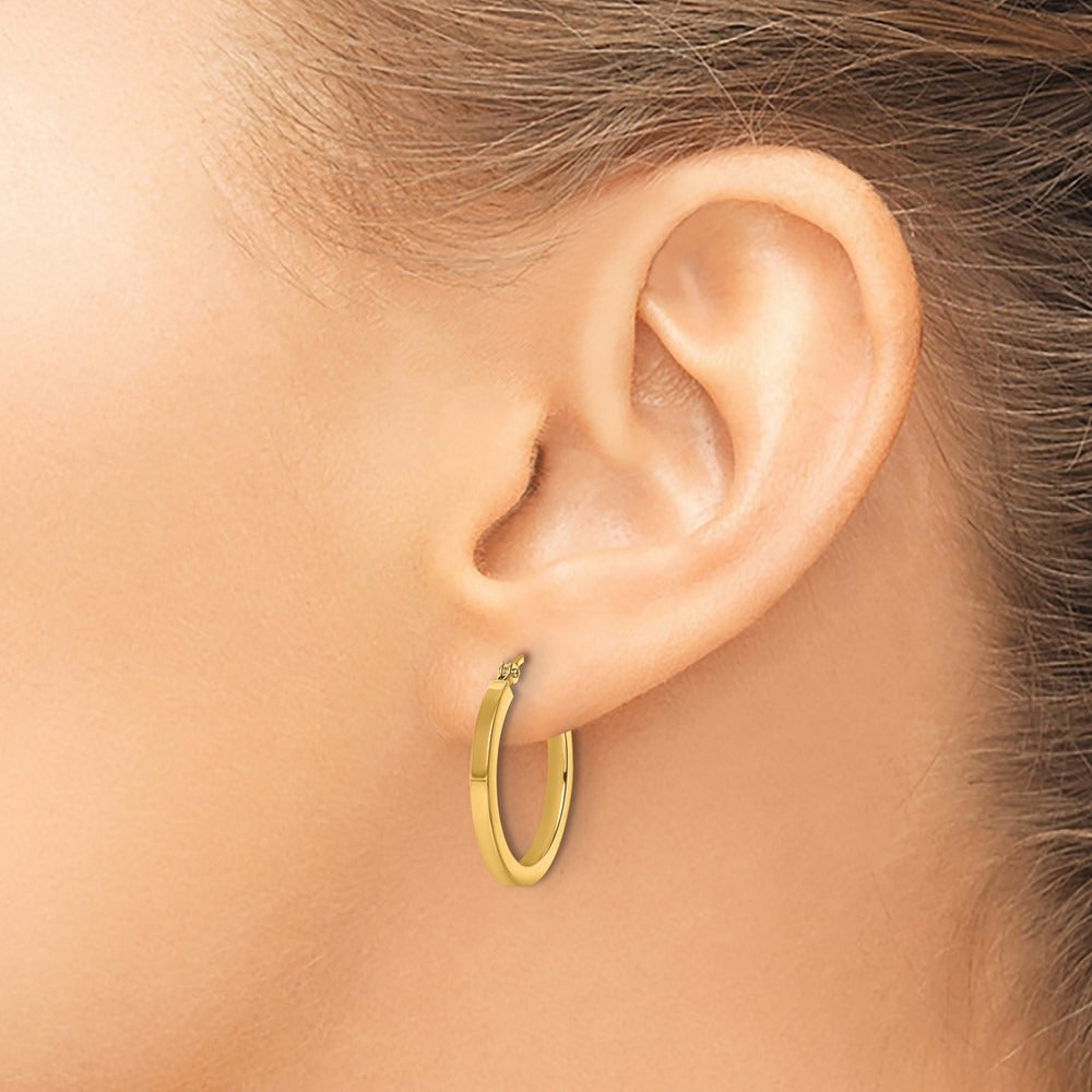 Square Tube Hoop Earrings — 10K Yellow Gold