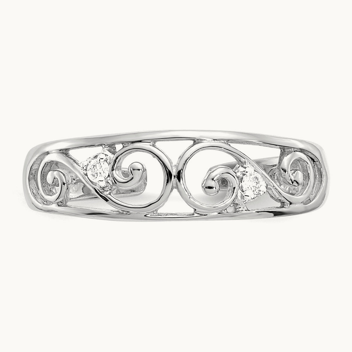 Diamond Scroll Toe Ring — 14K White Gold