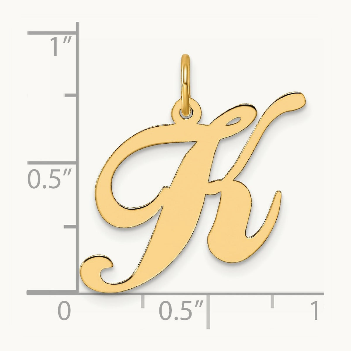 Large Fancy Script Initial Charm — 14K Yellow Gold, K