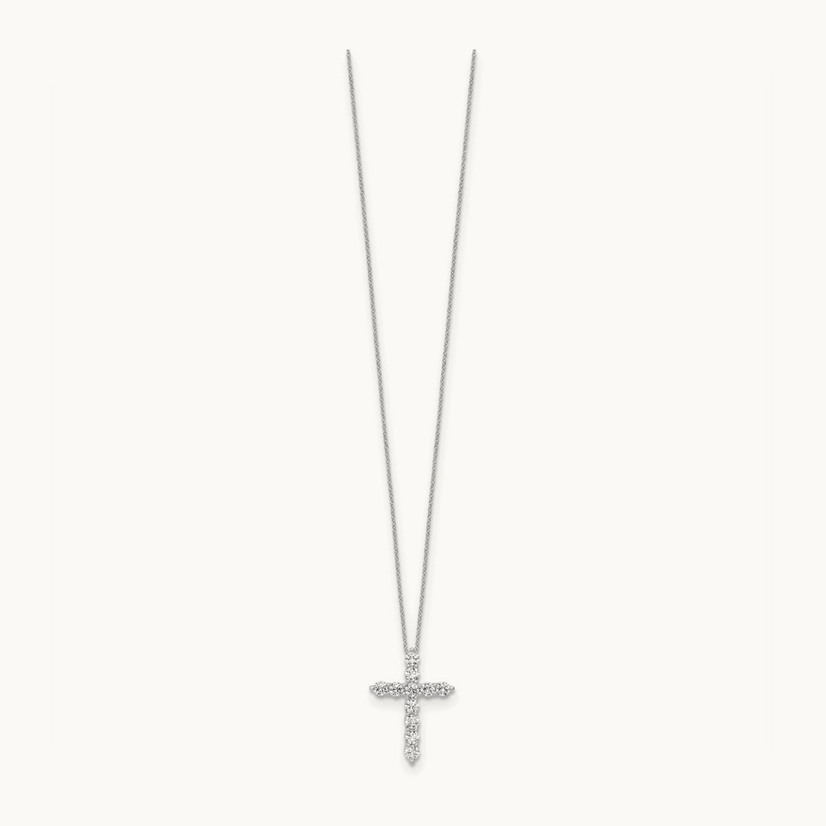 Cross Chain Slide Pendant, 0.75 ct tw Lab-Grown Diamond — 10K White Gold, 18 in