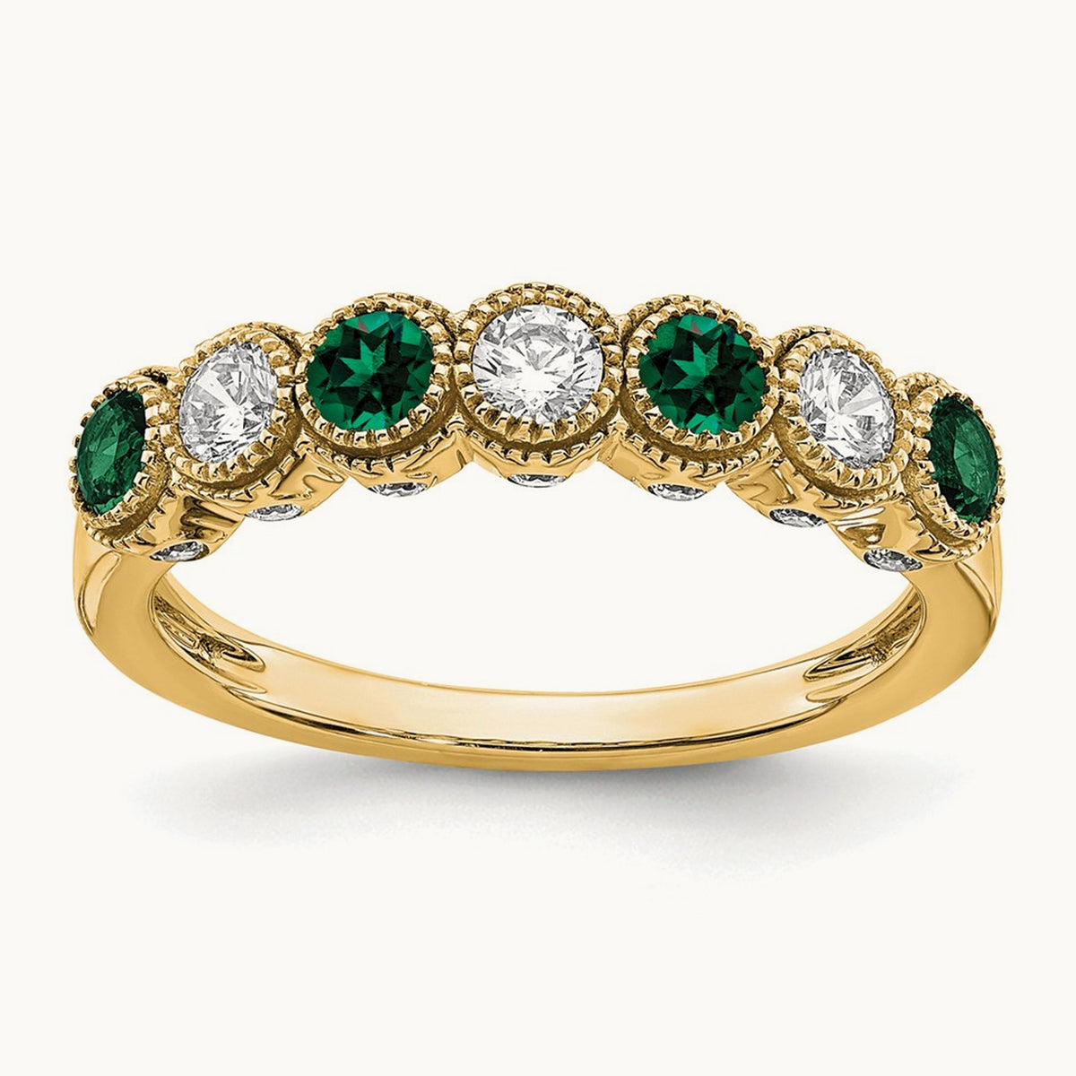 And Created Emerald Ring, 0.50 ct tw Lab-Grown Diamond