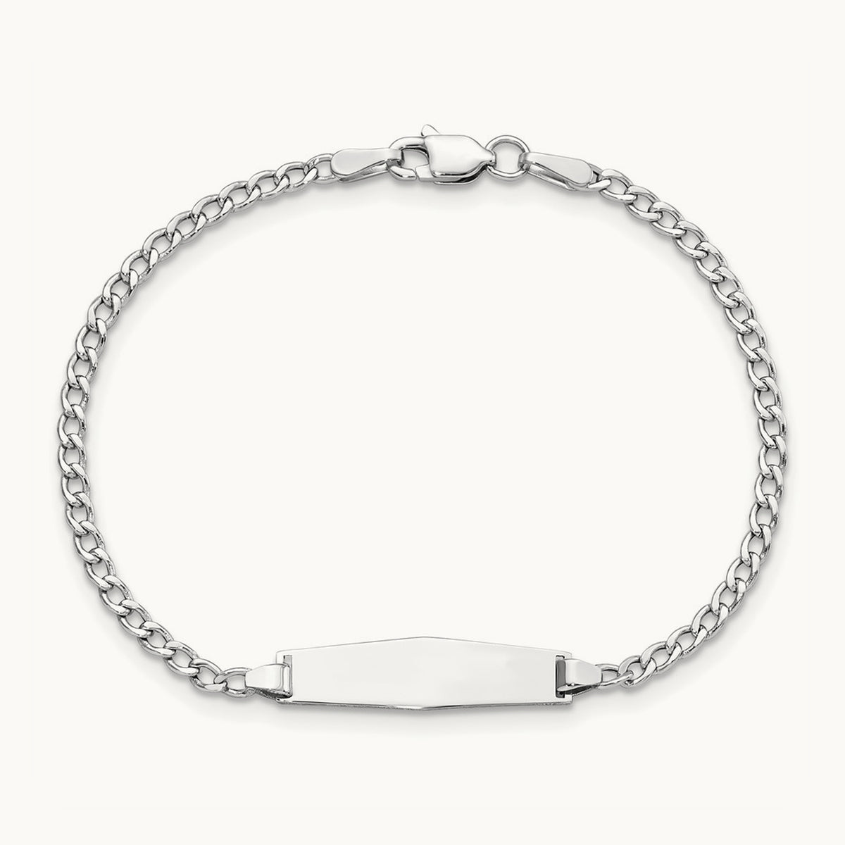 WG Semi-solid Soft Diamond Shape Cuban ID Bracelet, 14K