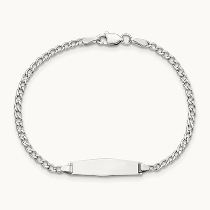 WG Semi-solid Soft Diamond Shape Cuban ID Bracelet, 14K