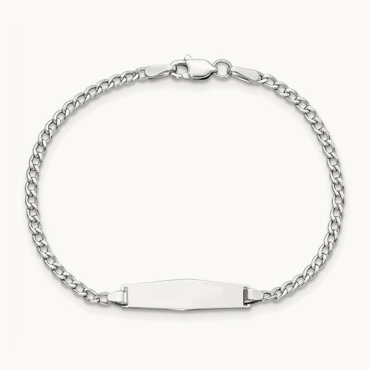 WG Semi-solid Soft Diamond Shape Cuban ID Bracelet, 14K