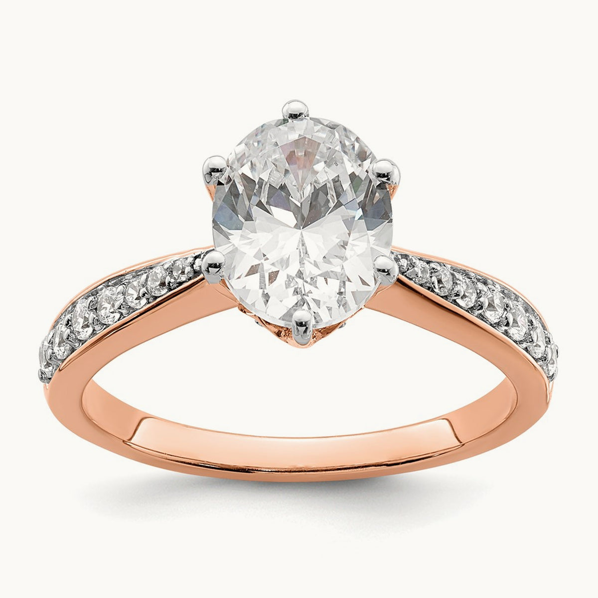 Oval Leaf Design Semi-Mount Ring — 2 ct, 7