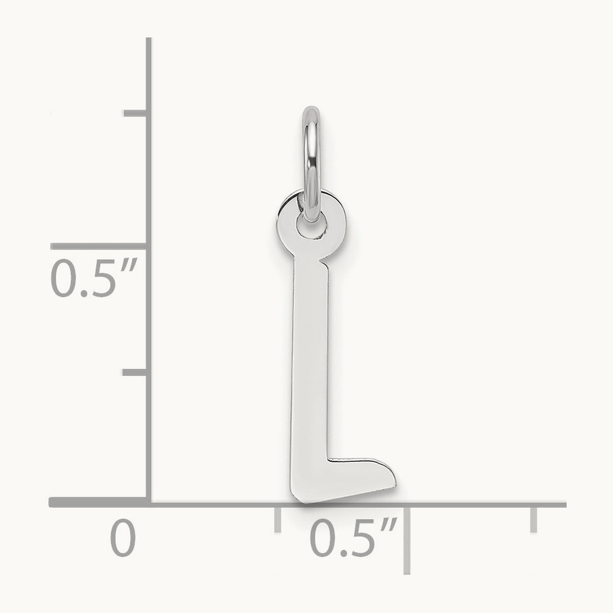 Slanted Block Initial Charm — 14K White Gold, L