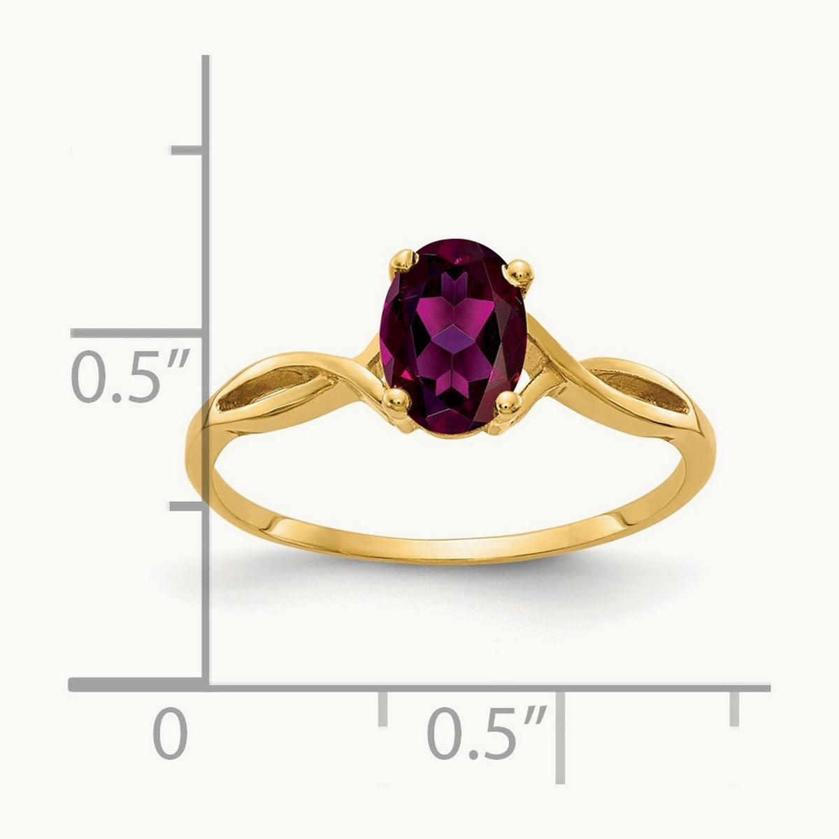 7x5mm Oval Rhodolite Garnet ring, 14K