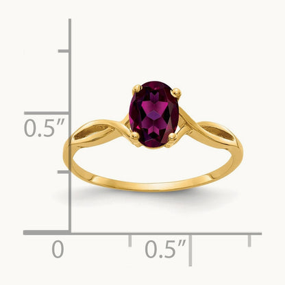 7x5mm Oval Rhodolite Garnet ring, 14K