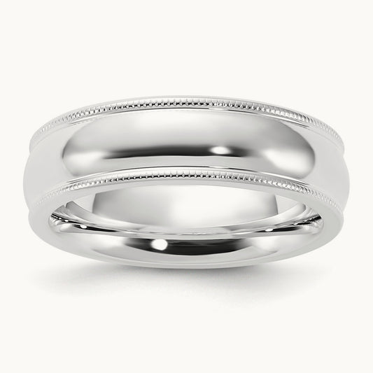 Comfort Fit Half Round Milgrain Band — photo set