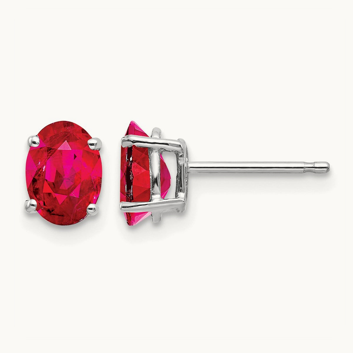 Ruby Post Earrings — 14K White Gold