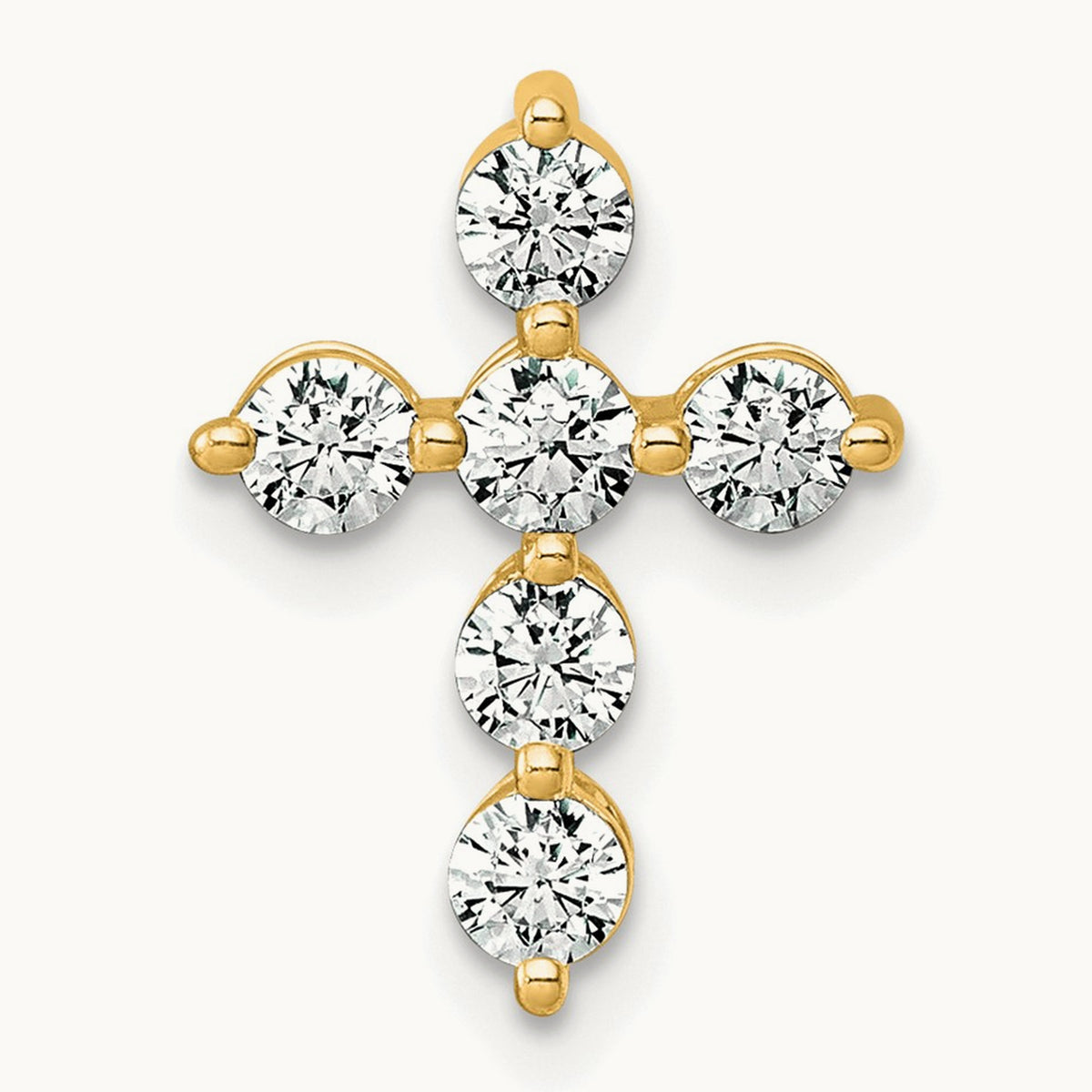 Cross Chain Slide Pendant, 0.25-0.50 ct tw Lab-Grown Diamond — 1/2 ct, 14K Yellow Gold