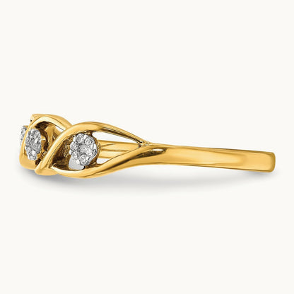 Polished Diamond Wave Ring, 14K Gold