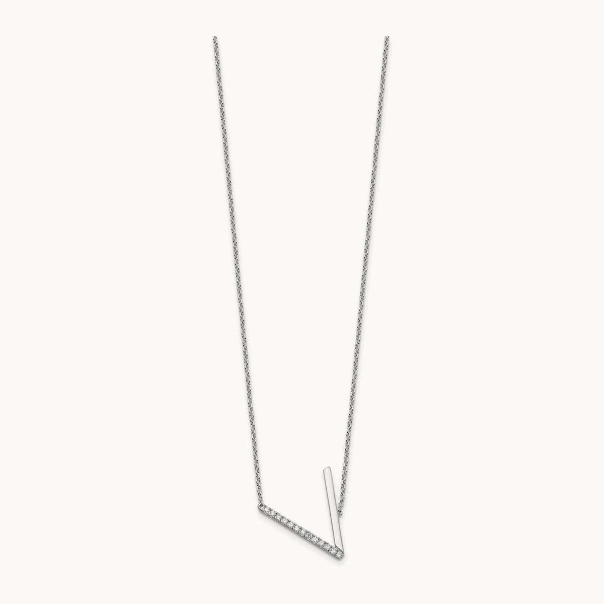 Sideways Diamond Necklace — 14K White Gold, V