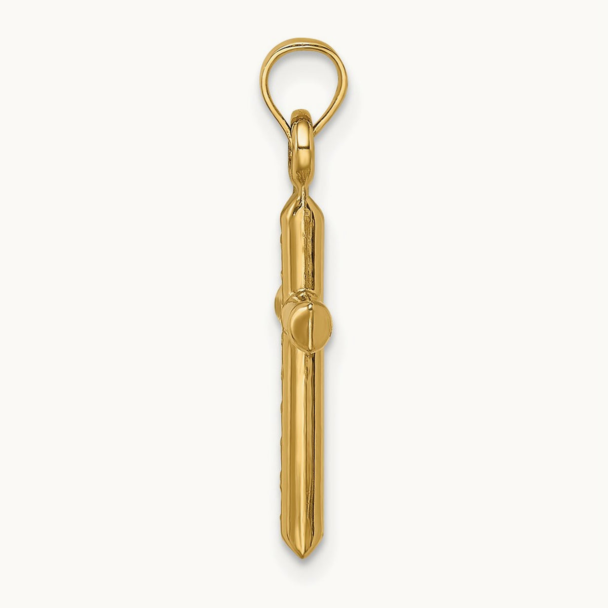 Hollow Diamond-cut Cross Pendant, 14K