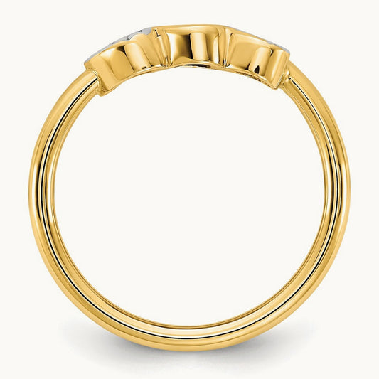 & White Rhodium D/C Hearts Ring, 14K