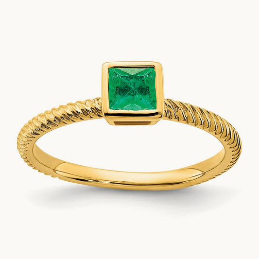 Square Bezel Emerald Ring, 14K