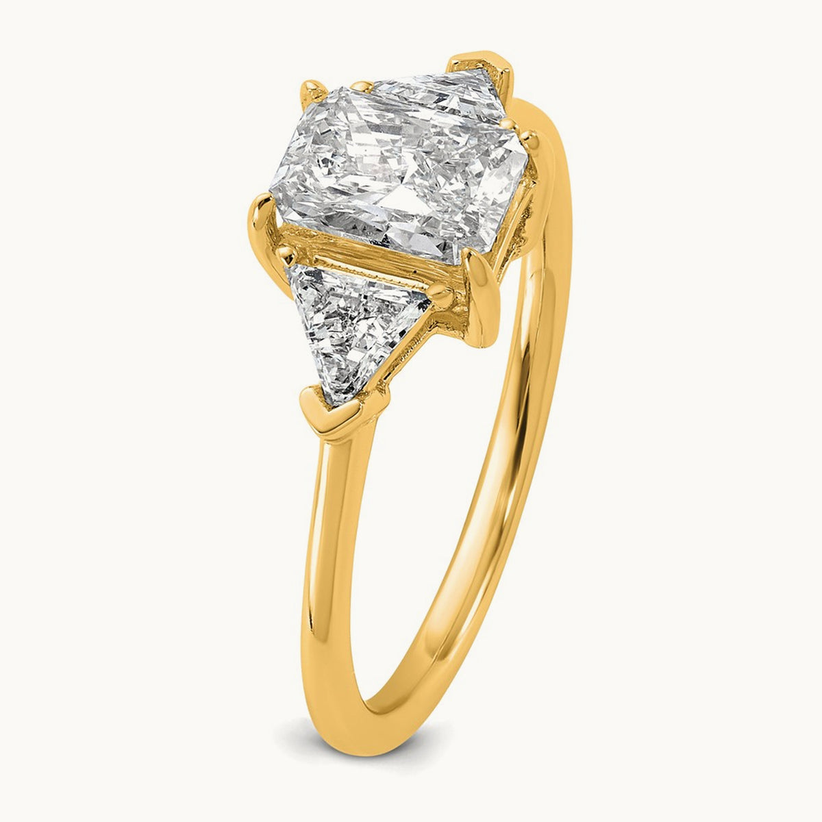 Radiant & Triangle Engagement Ring, 1.25-3.50 ct tw Lab-Grown Diamond — 1 3/8 ct, 14K Yellow Gold