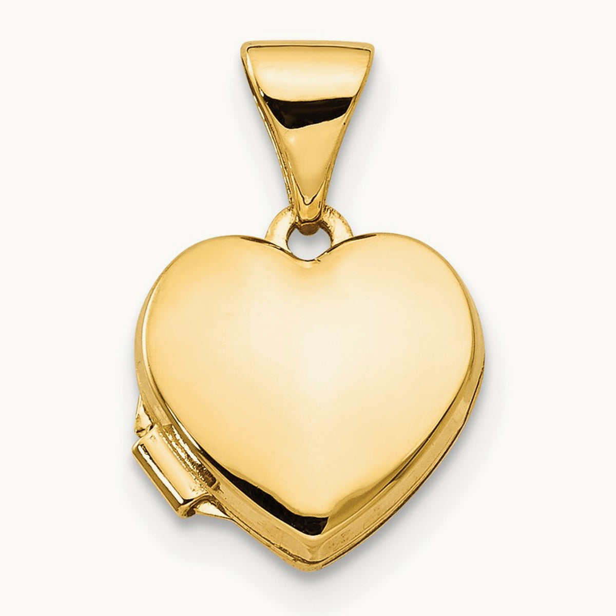 Polished Plain Heart Locket, 14K