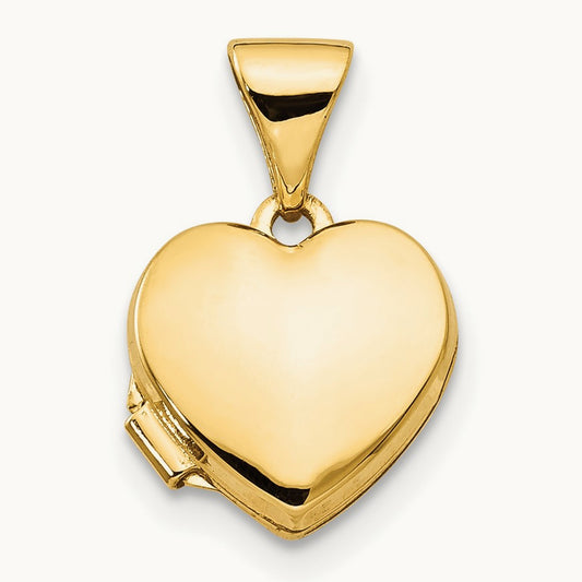 Polished Plain Heart Locket, 14K